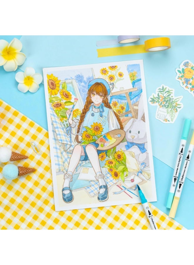 أوهوهو مجموعة أقلام رسم مائية من 36 لون باستيل غير قابلة للسيلان، قلم ماركر دقيق وفرش رسم فنية للأطفال والكبار واليوميات ومجلة الخط من اوهوهو، ماوي، متعدد الألوان - Image 4